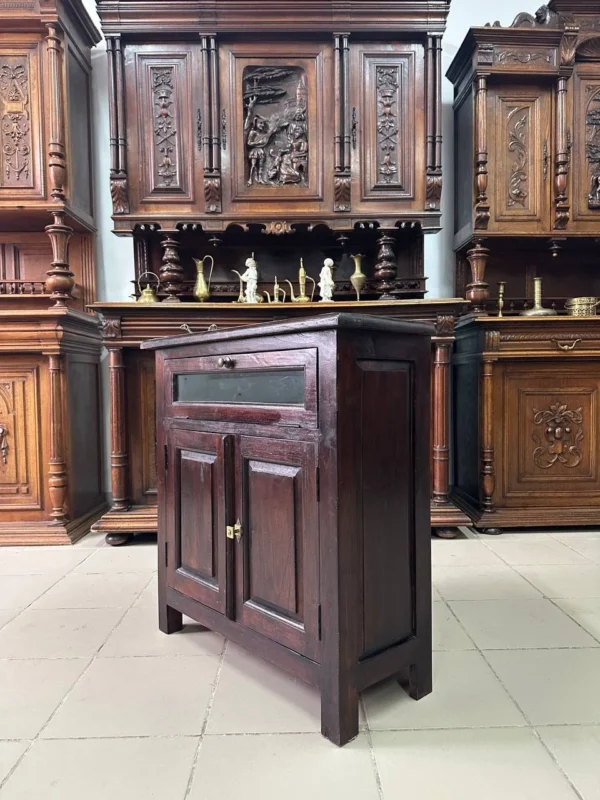 Кутова тумба комод з темного дерева