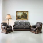 Комплект шкіряного дивана та двох крісел
